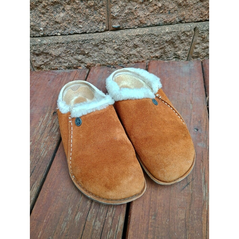 Birkenstock Zermatt 37 Premium Suede Shearling Slipper Clog Ladies 6 Men 4 Brown